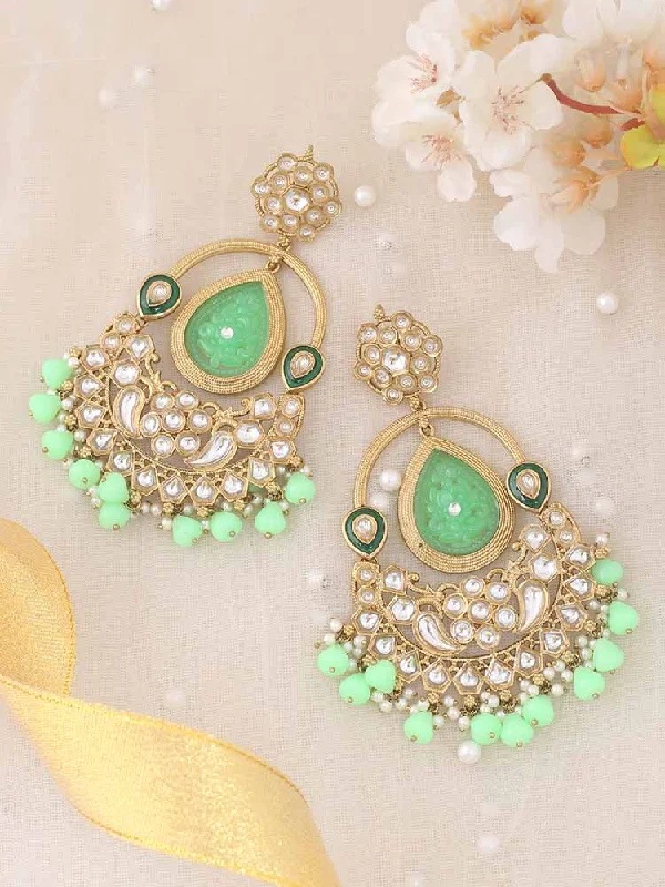 Women’s chandelier earrings-Mint Daarni Chandbalis