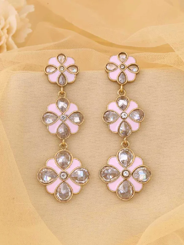 Women’s heart-shaped drop earrings-Blush Kanish Danglers - EOSS