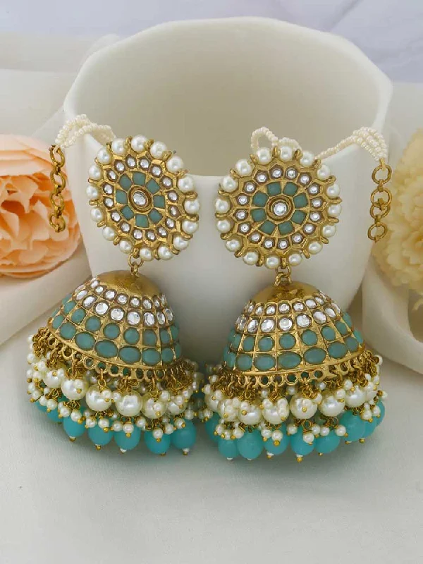 Women’s sapphire drop earrings-Turquoise Mrinali Sahara Jhumkis