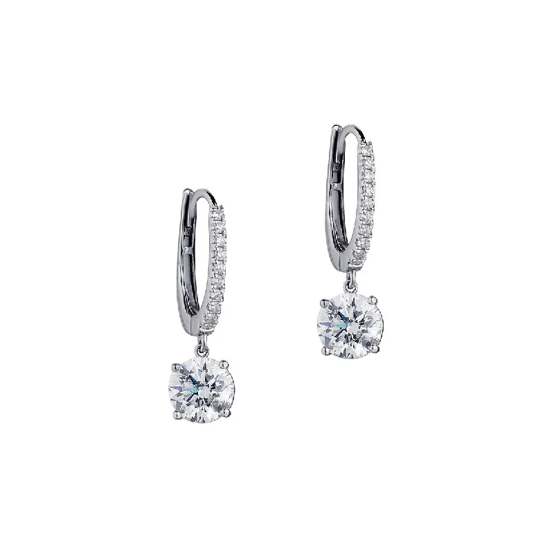 Women’s jeweled earrings-ROUND DIAMOND DROP EARRINGS