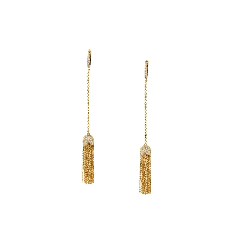 Women’s diamond earrings-DIAMOND & FRINGE DROP EARRINGS