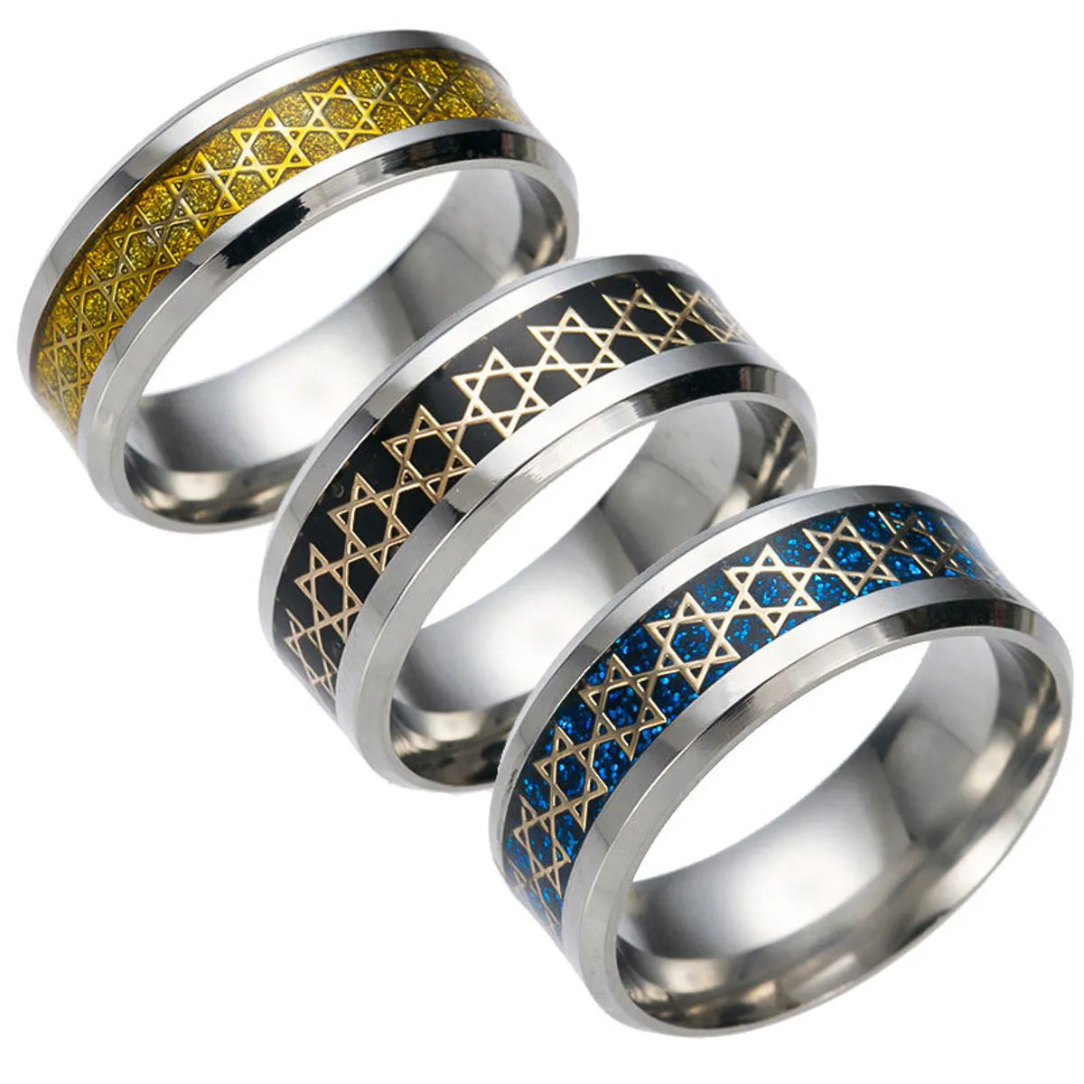 Women’s hammered rings-Fashion Letter Stainless Steel