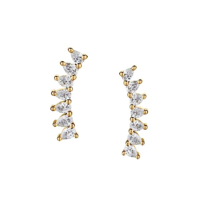 Women’s stackable earrings-PEAR SHAPED DIAMOND CLIMBER EARRINGS