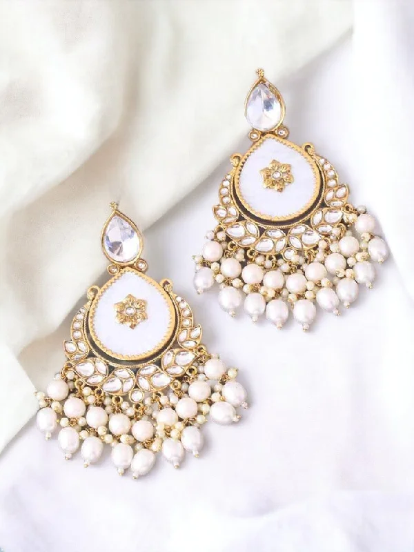 Women’s chandelier earrings-Ivory Amulya Chandbalis