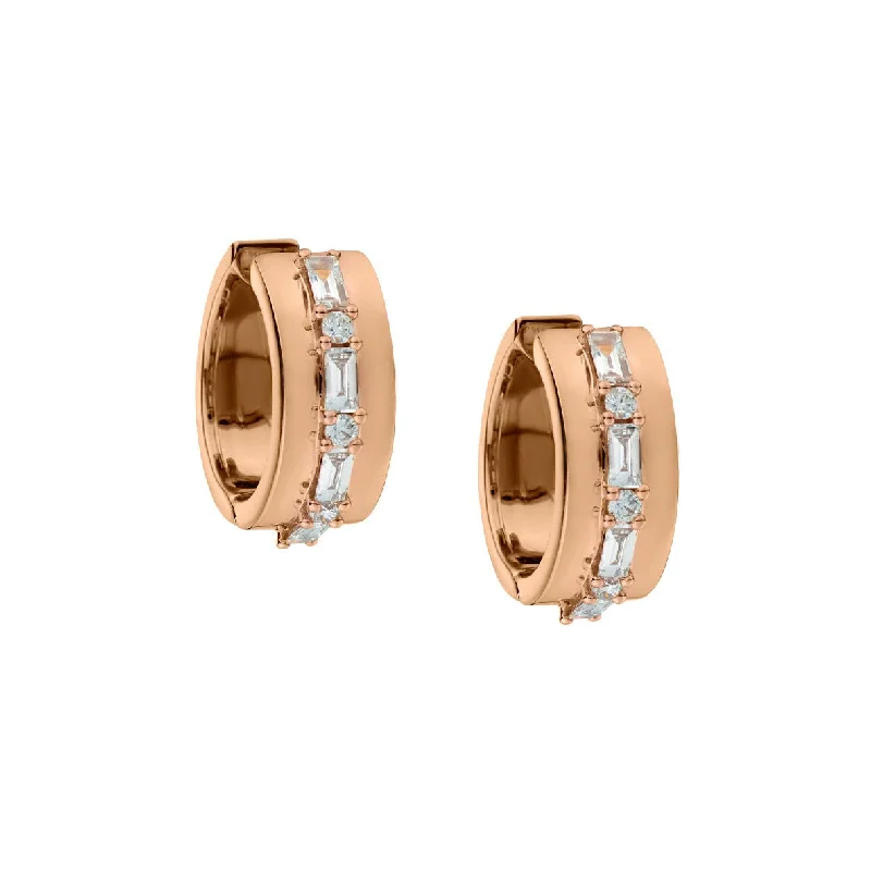 Women’s luxury earrings-BAGUETTE DIAMOND HUGGIE STYLE EARRINGS