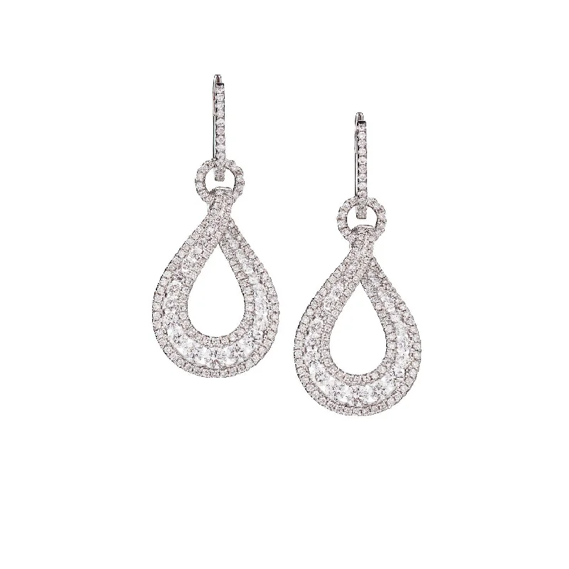 Women’s halo earrings-DIAMOND TEARDROP EARRINGS