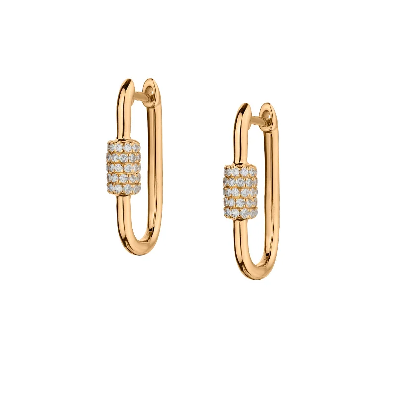 Women’s double hoop earrings-DIAMOND CARABINER HOOP STYLE EARRINGS