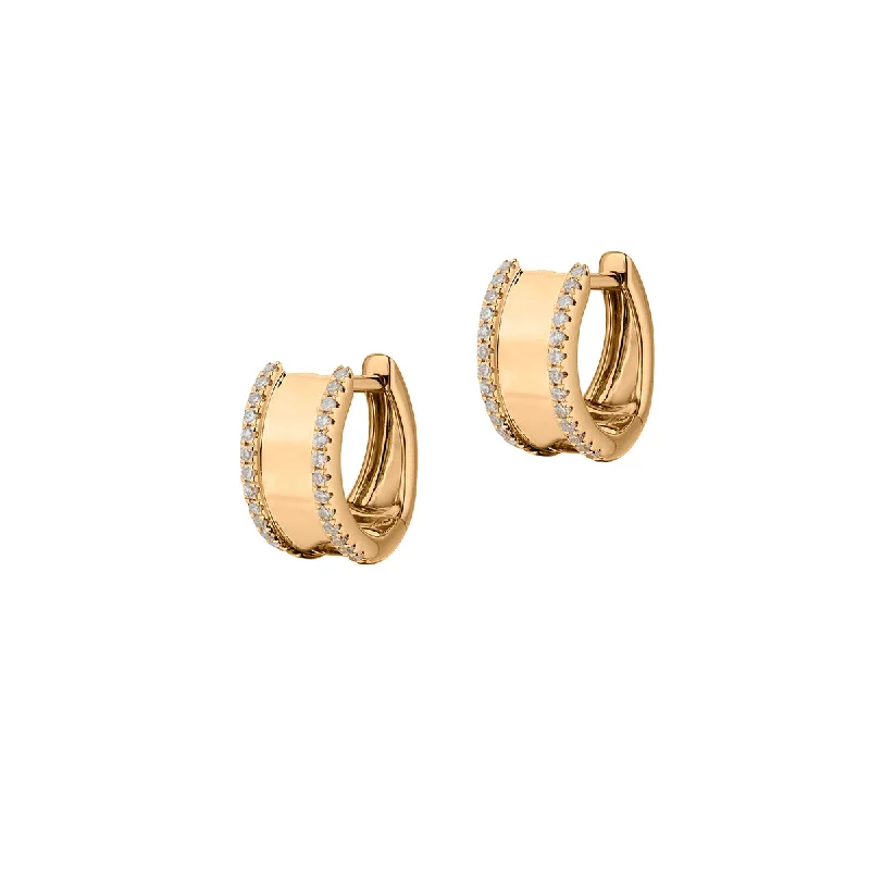 Women’s pearl stud earrings-DIAMOND EDGE HUGGIE EARRINGS