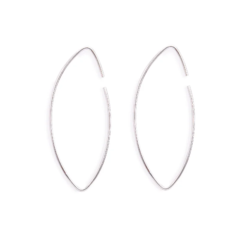 Women’s star-shaped earrings-Silver Oval Threader Earrings