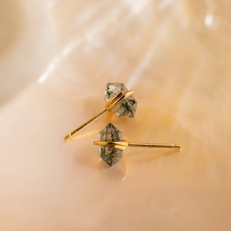 Women’s custom diamond earrings-Herkimer Agate Studs