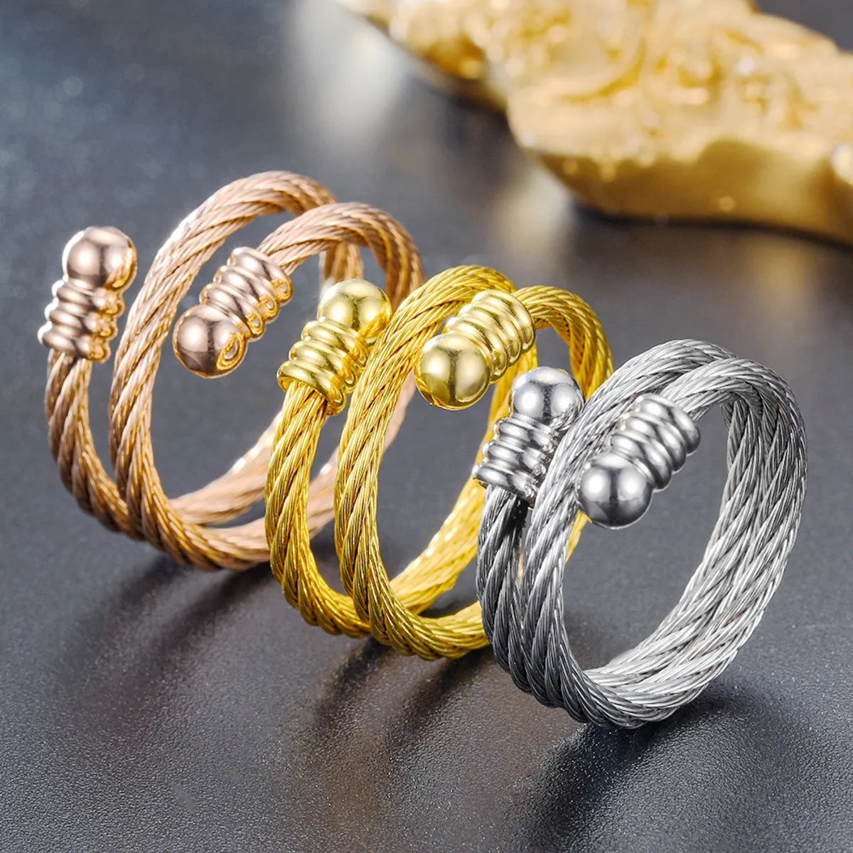 Women’s silver stacking rings-Lady Water Droplets Titanium Steel Plating