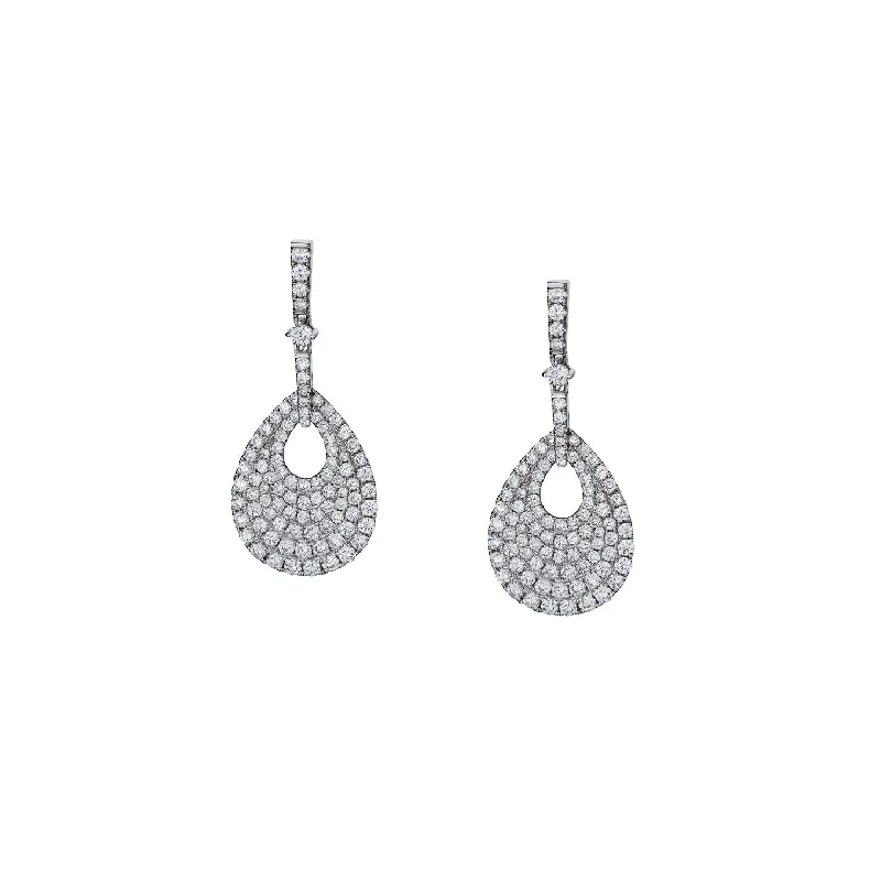 Women’s statement drop earrings-PAVÉ TEARDROP EARRINGS