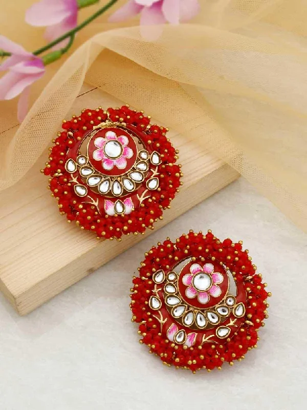 Women’s emerald drop earrings-Red Anju Studs