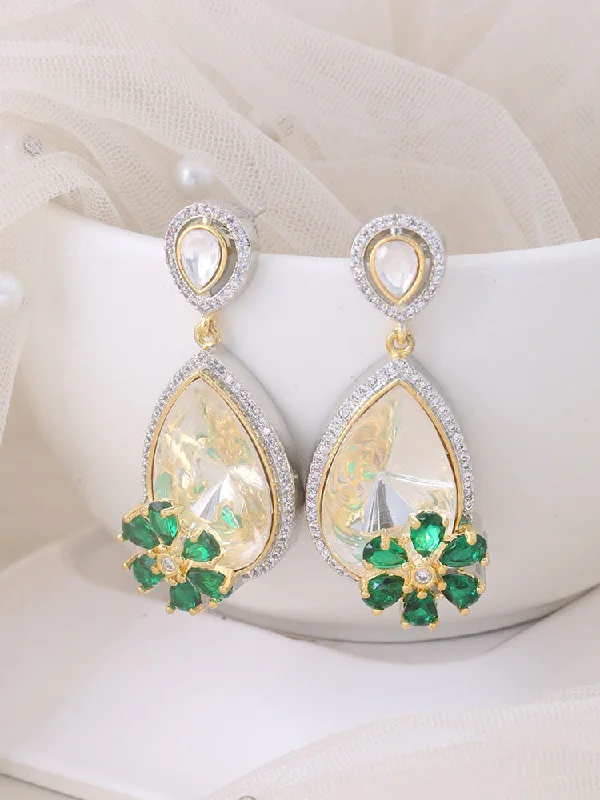 Women’s dangle earrings-Emerald Milenka Zirconia Danglers - EOSS