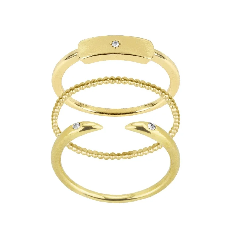 Women’s minimalist rings-Rectangle Stack