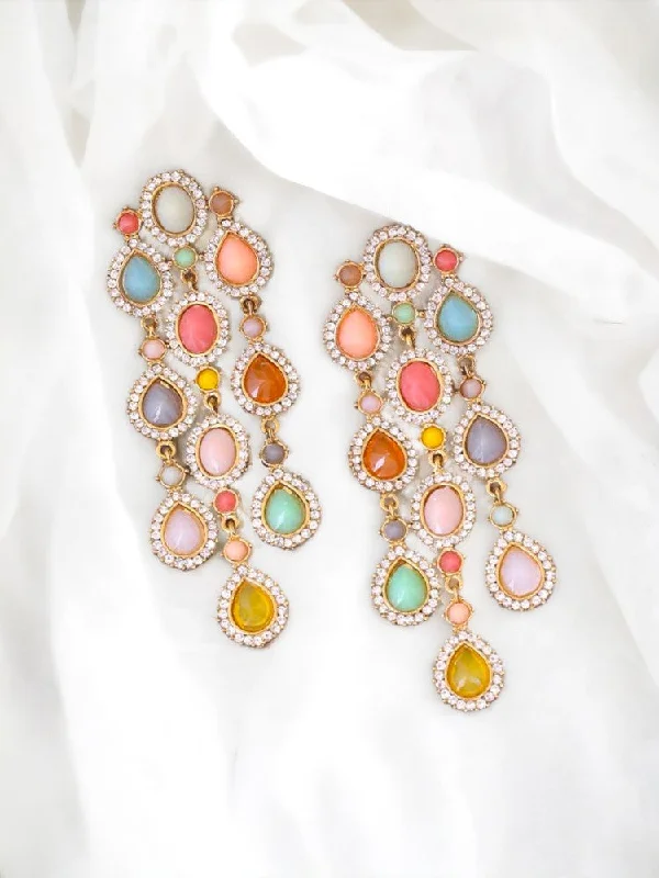 Women’s gold and silver earrings-Multicolor Adishry Danglers