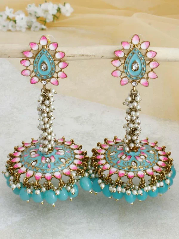 Women’s diamond drop earrings-Turquoise Jacki Jhumkis - EOSS