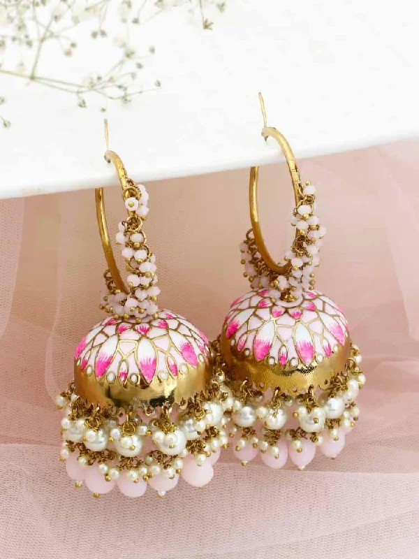 Women’s cross earrings-Lilac Rajamani Jhumkis - EOSS