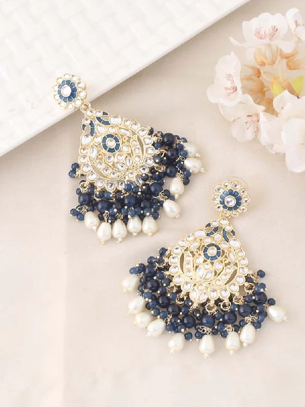 Women’s personalized earrings-Navy Simpy Chandbalis - EOSS