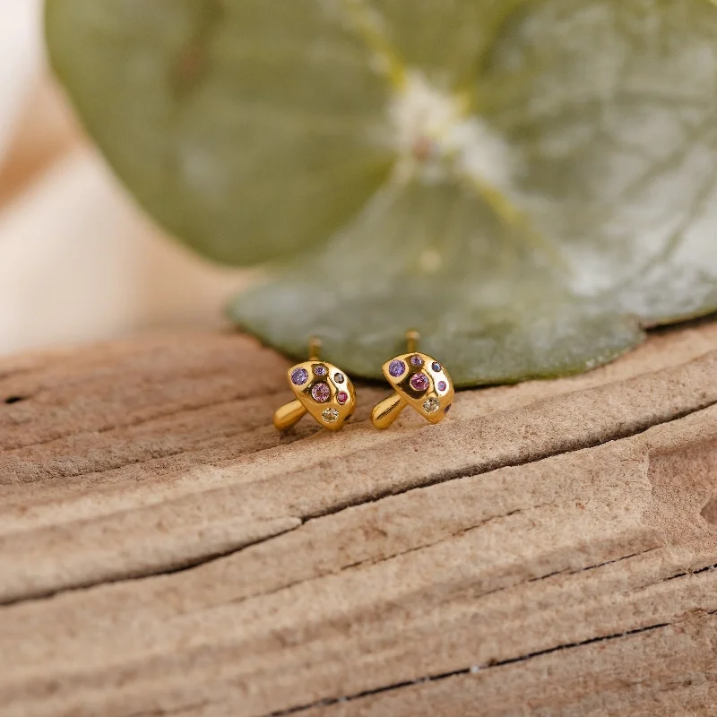 Women’s diamond hoop earrings-Mushroom Studs