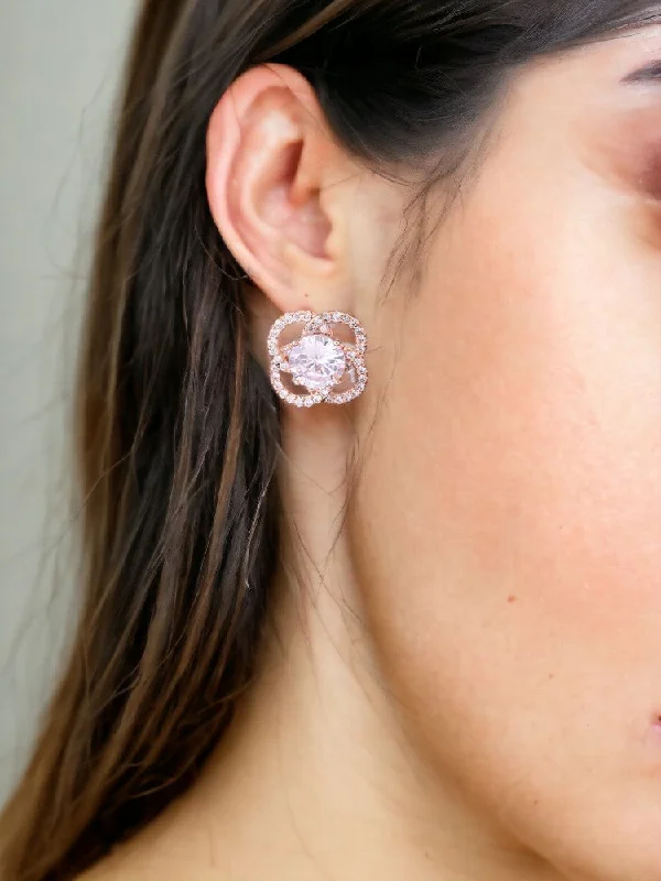 Women’s twist earrings-Rose Gold Elisa Zirconia Studs