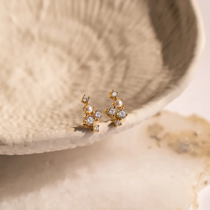 Women’s white gold earrings-Seine Diamond Studs