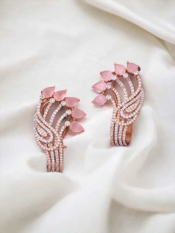 Women’s vintage gemstone earrings-Blush Samira Zirconia Hoops