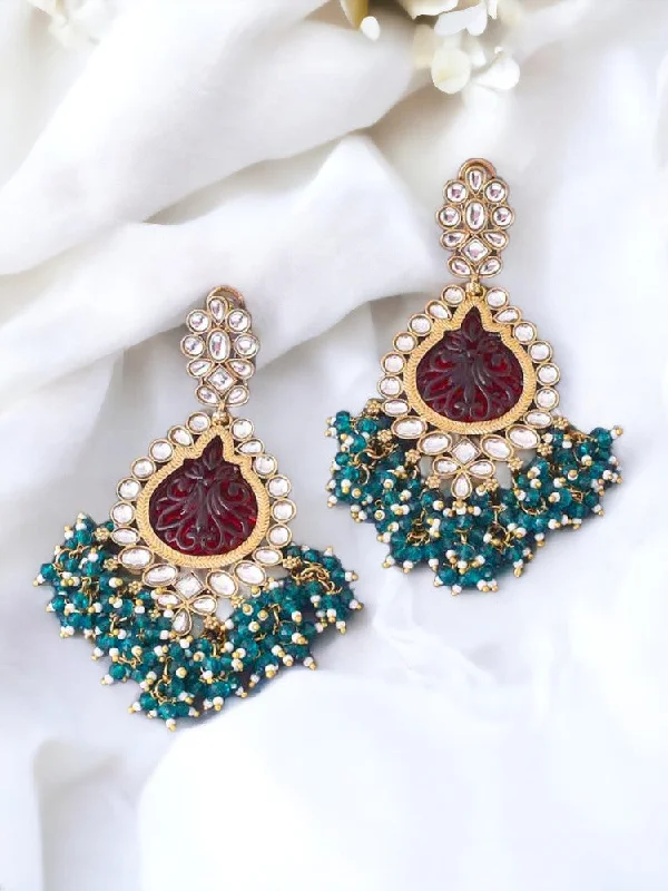 Women’s crystal earrings-Emerald Pooja Danglers