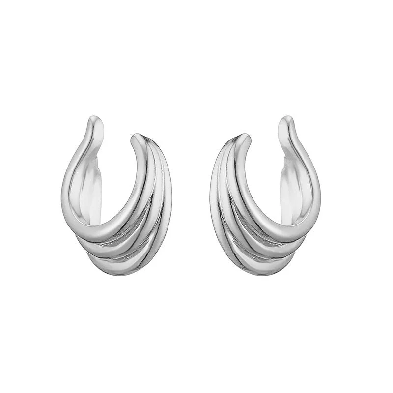 White Gold Color Three-Layer C- Shaped 1 Pair