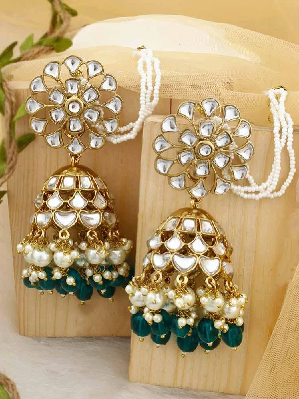 Women’s personalized earrings-Emerald Malka Sahara Jhumkis