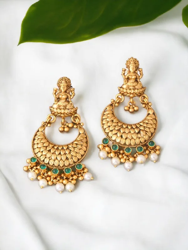 Women’s double hoop earrings-Emerald Gunita Temple Danglers