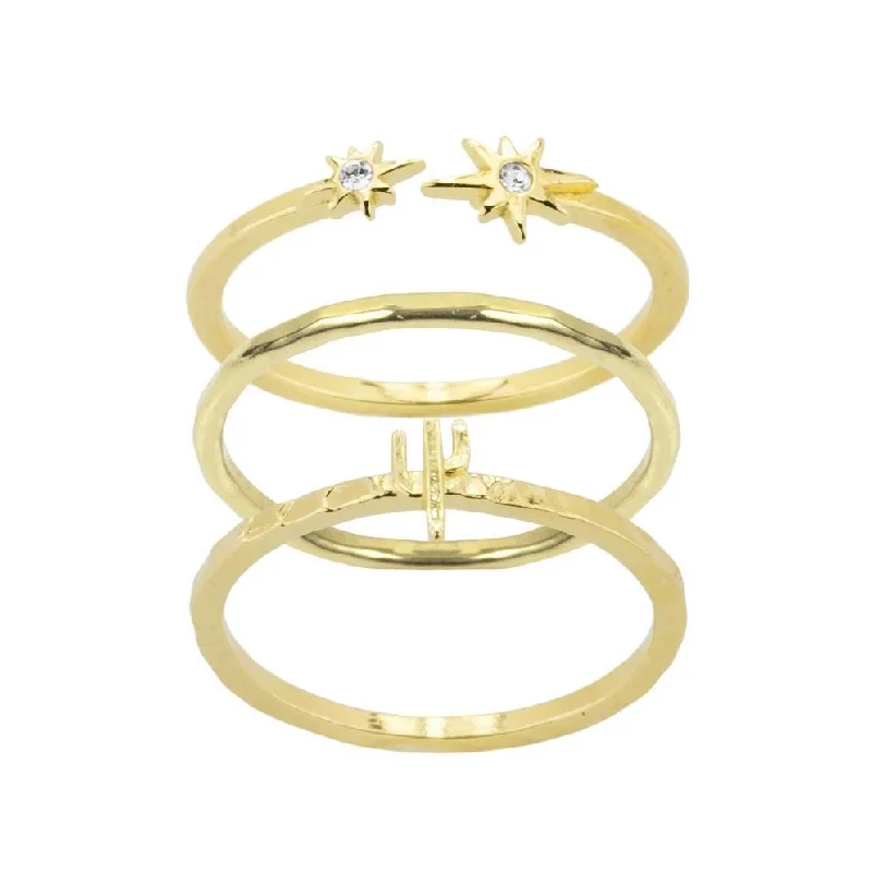 Women’s engraved rings-Desert Stack