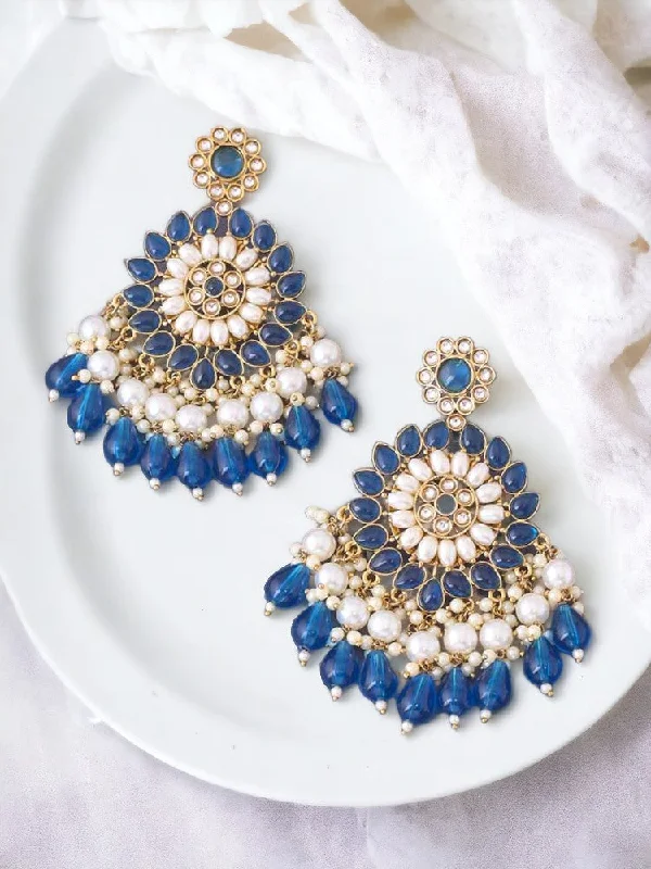 Women’s contemporary earrings-Blue Triguna Chaandbalis