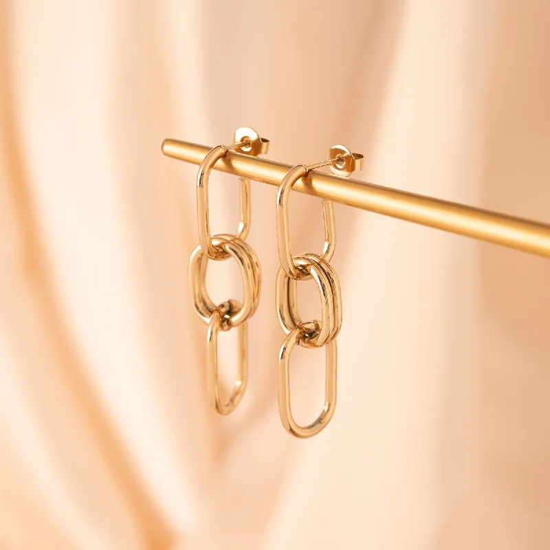 Women’s diamond earrings-Cut Link Drop Earrings