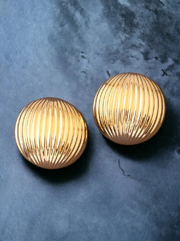 Women’s oval-shaped earrings-Golden Angeles Studs