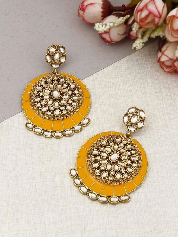 Women’s handmade earrings-Mustard Sameera Chandbalis - EOSS