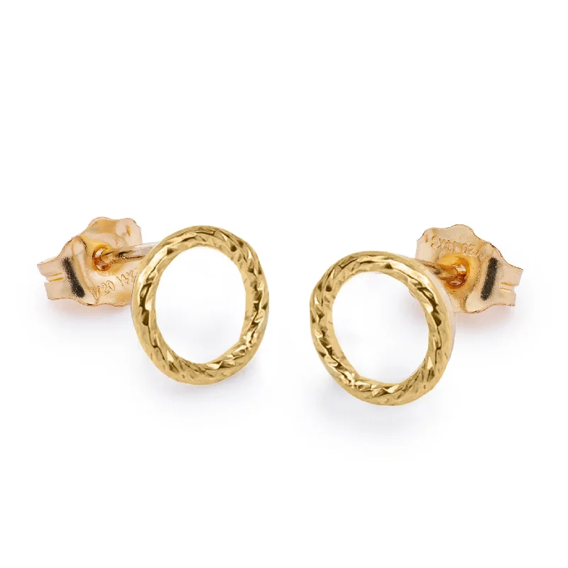 Women’s stud and hoop earrings-Gold Textured Circle Earrings