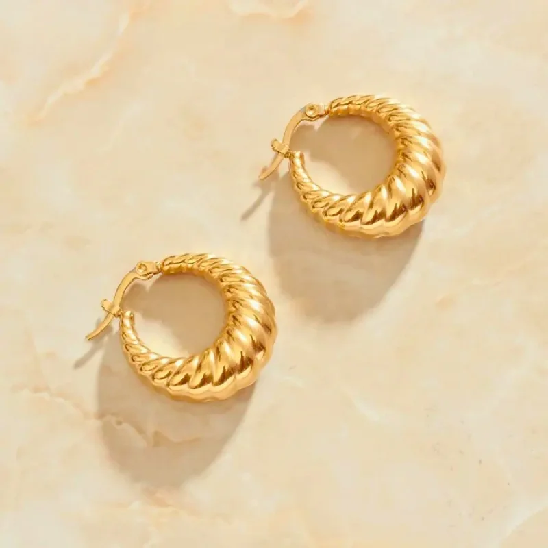 Women’s star-shaped earrings-Small Croissant Hoop Earrings