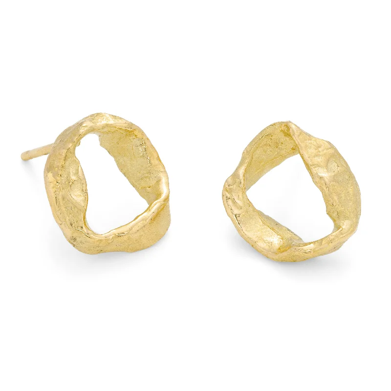 Women’s emerald earrings-Whorl Studs 18ct Gold