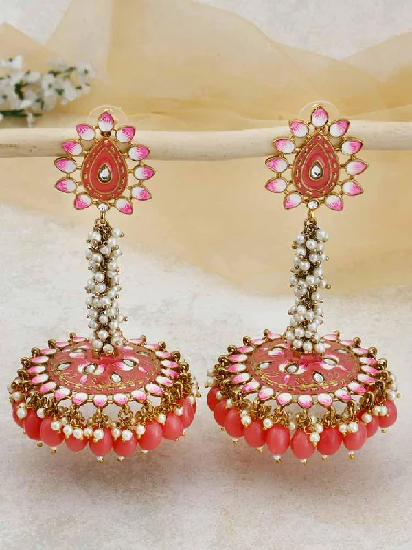 Women’s rainbow earrings-Coral Jacki Jhumkis - EOSS