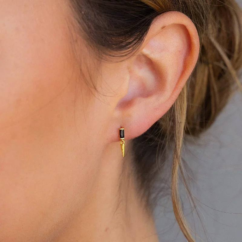 Women’s trendy earrings-Onyx Dagger Drop Earrings