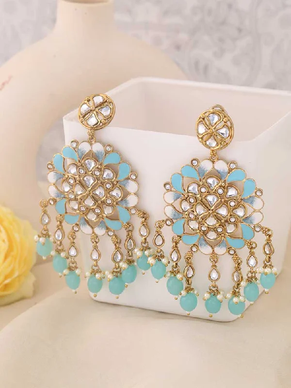 Women’s jeweled earrings-Turquoise Jayshri Danglers