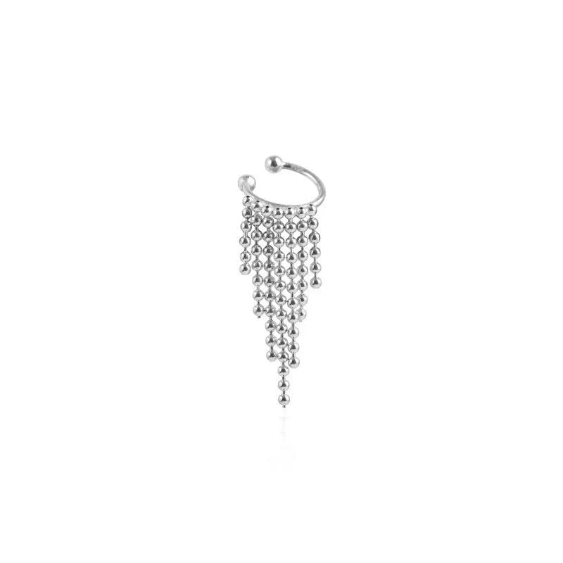 One round Beads Tassel Ear Clip