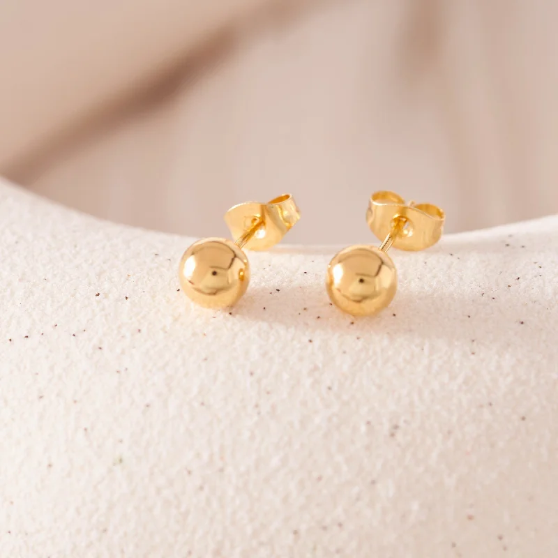 Women’s colorful gemstone earrings-Gold Ball Studs