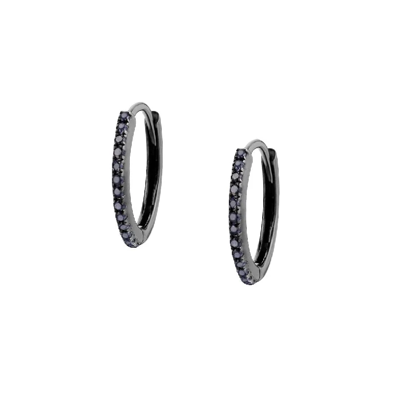 Women’s rainbow earrings-BLACK DIAMOND HUGGIE EARRINGS