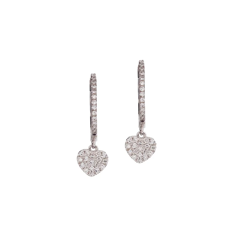 Women’s sapphire earrings-DROP HEART DIAMOND EARRING