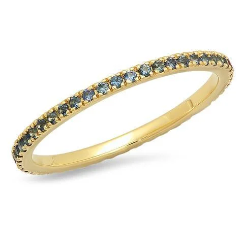 Women’s large statement rings-Pave Birthstone Eternity Band