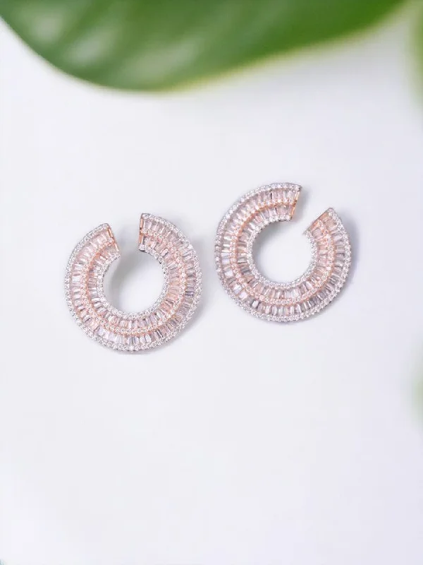 Women’s jeweled earrings-Rose gold Fernanda Zirconia Hoops