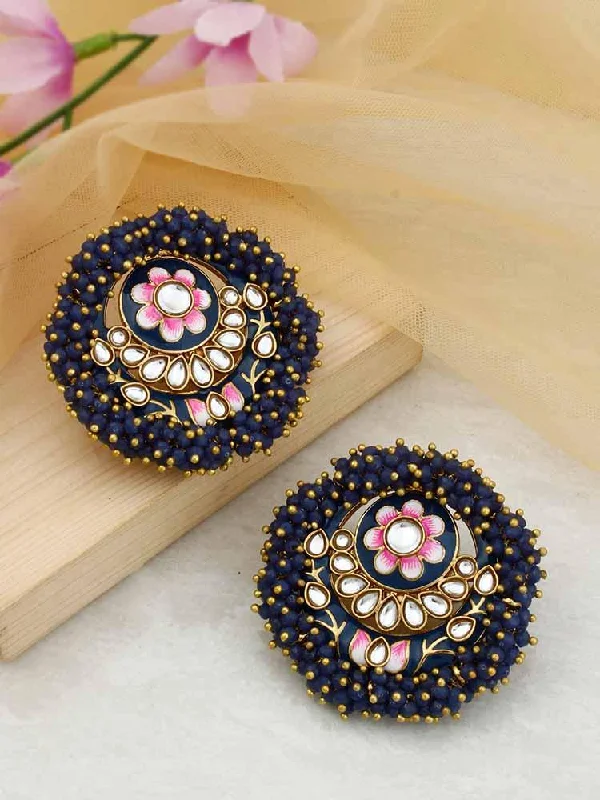 Women’s crystal drop earrings-Navy Anju Studs