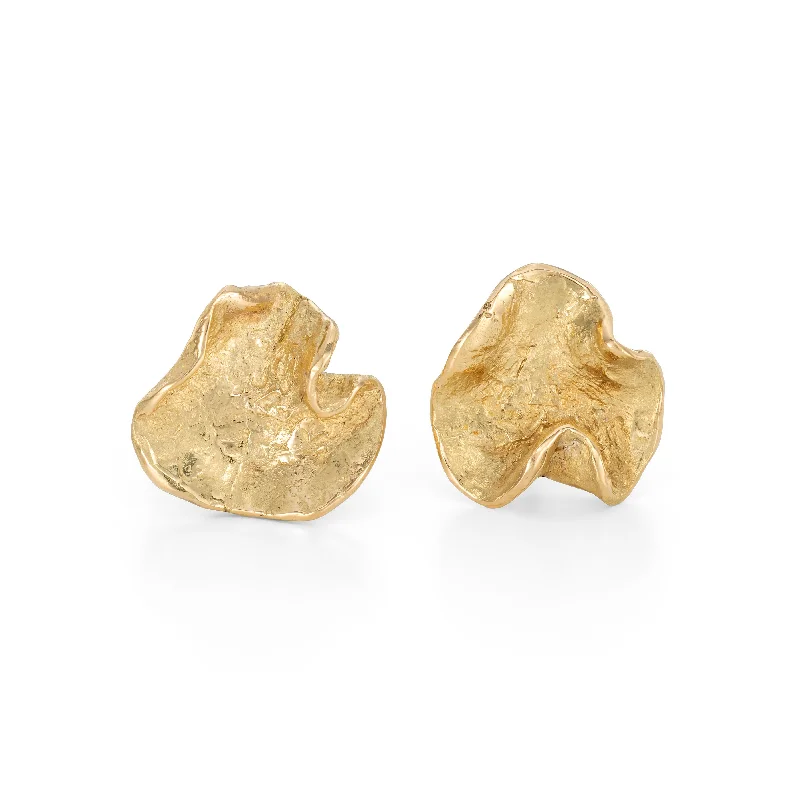 Women’s diamond stud earrings-Wave Studs 18ct Gold